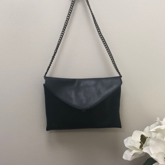 J. Crew Handbags - Black Leather J.Crew purse with chain strap